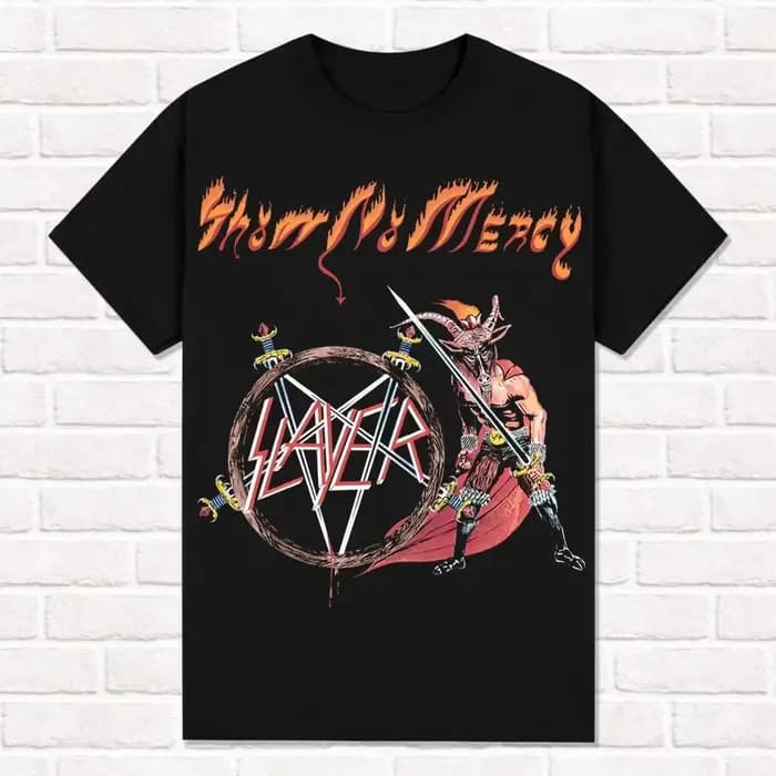 T-shirt Slayer noir Show No Mercy 1983 Thrash Metal Heavy Metal, t-shirt unisexe en coton à manches