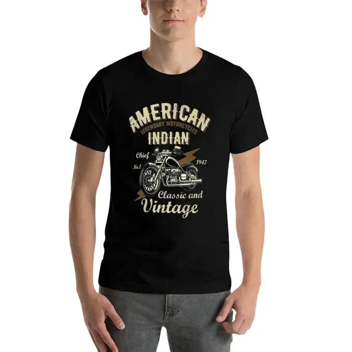 Rétro Vintage américain moto indien pour vieux Biker Club T-Shirt