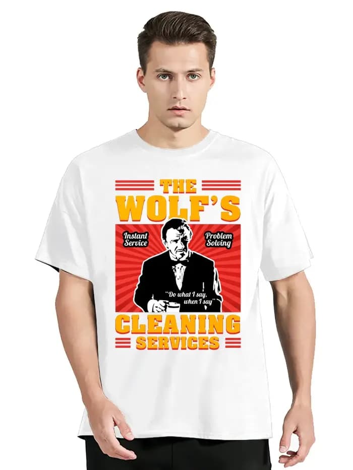 Film Pulp Fiction le loup Vintage T-Shirt vêtements pour hommes surdimensionné
