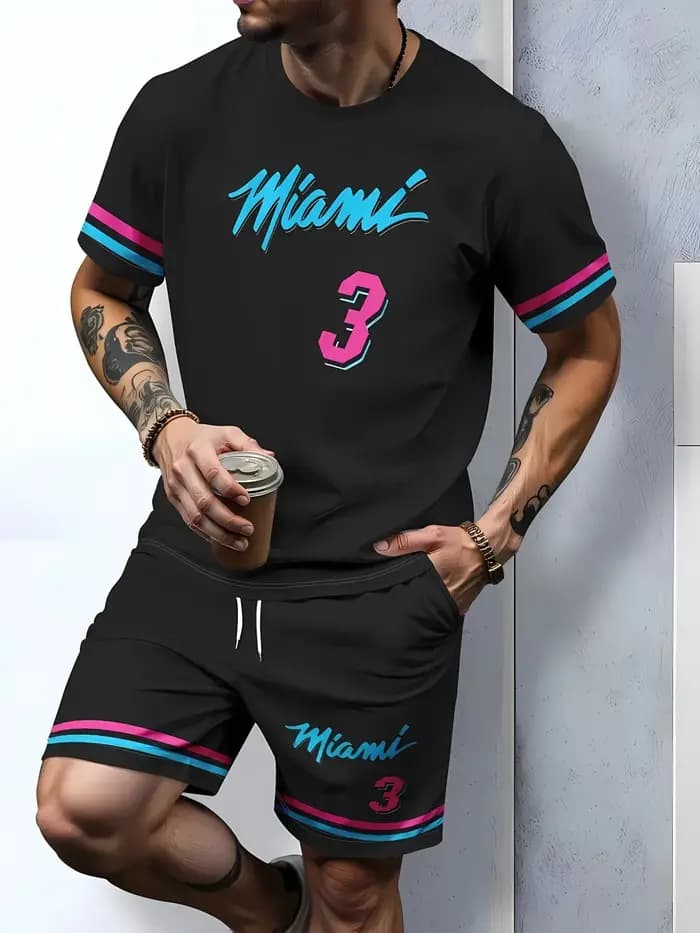 2025 hommes été nouveau décontracté respirant à manches courtes T-shirt ensemble short et haut sport