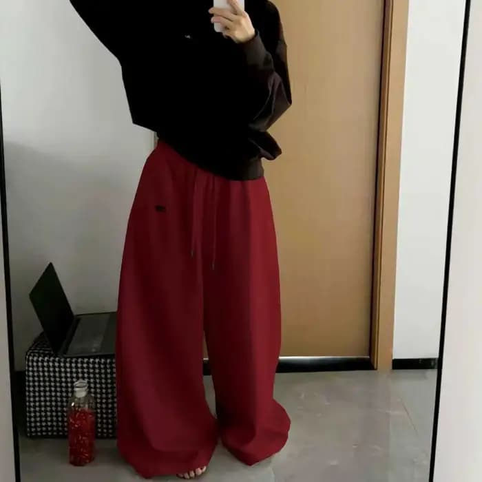 Pantalon de jogging oversize gris et noir pour femme