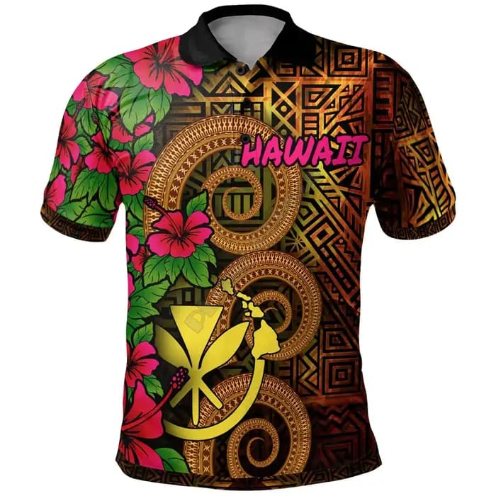 Hawaii polynésien Polo Plumeria tatouage Tribal 3D imprimé