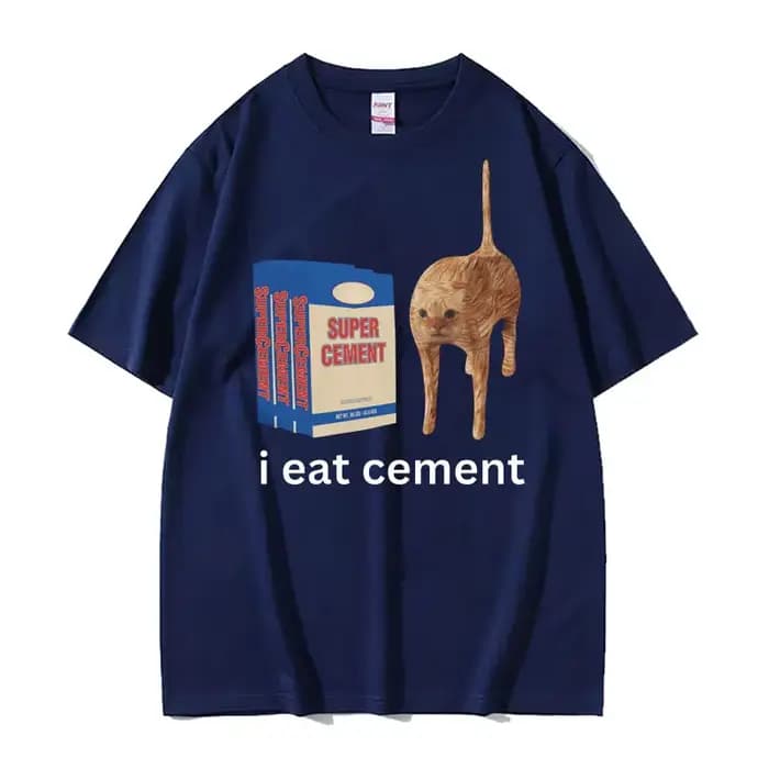 T-shirt homme femme 100% coton, humoristique et décontracté, imprimé marrant, Industries castique, mème de chat aléatoire