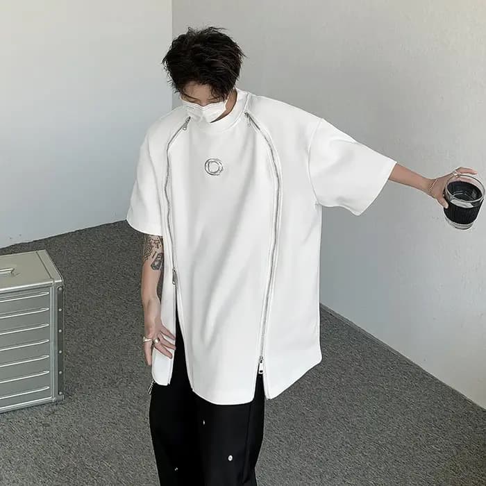 T-shirt à Double Fermeture Éclair Rembourré pour Homme