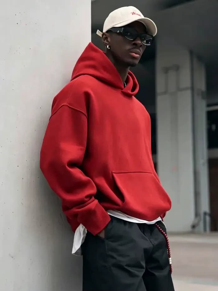 Sweat à capuche oversize uni pour homme, style streetwear, coupe ample, décontracté, hip-hop, avec p