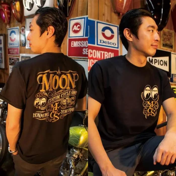 T-shirt en coton avec logo Moon Modified Car Motorcycle Brands