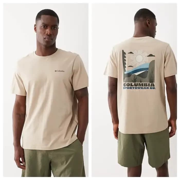 Nouvelle vente - T-shirt graphique CSC Outdoor en beige - Style unisexe haut de gamme - Pour hommes
