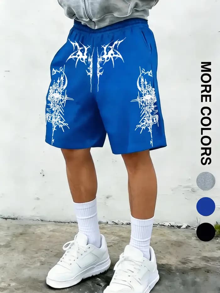 Shorts en tricot imprimé pour homme, style streetwear estival : décontractés, sportifs et tendance