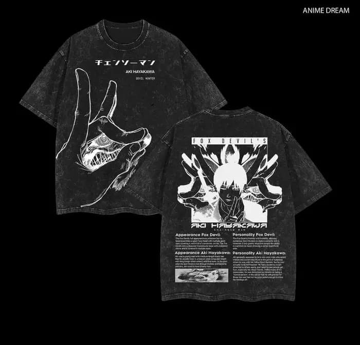 Manga tronçonneuse homme T-Shirt graphique Hayakawa Aki imprimé Vintage lavé