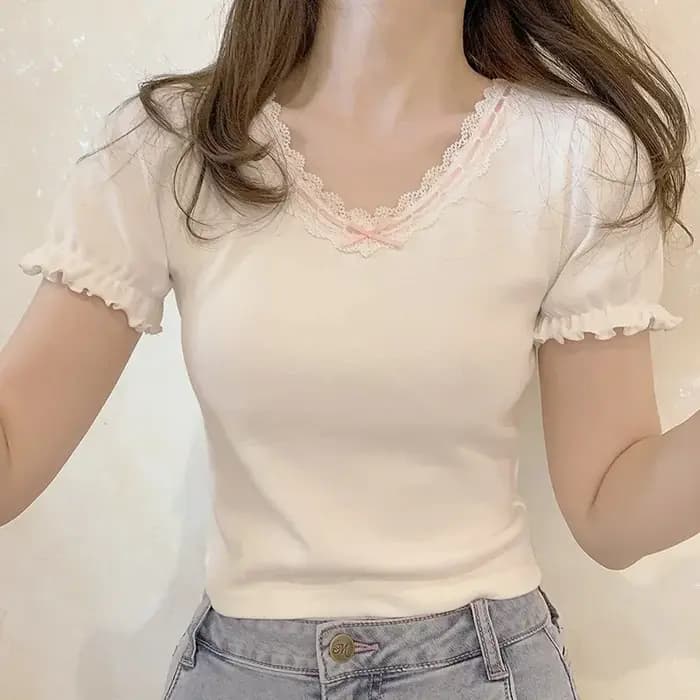 T-Shirt Blanc pour Fille Douce