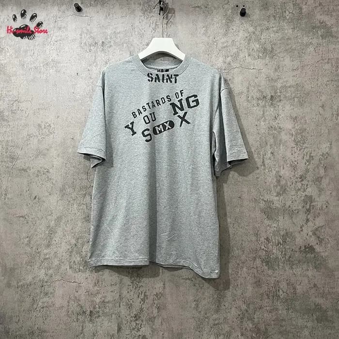 T-shirt Rétro Streetwear Saint Homme Femme Noir Délavé Effet Vieilli Imprimé Graphique Manches Court