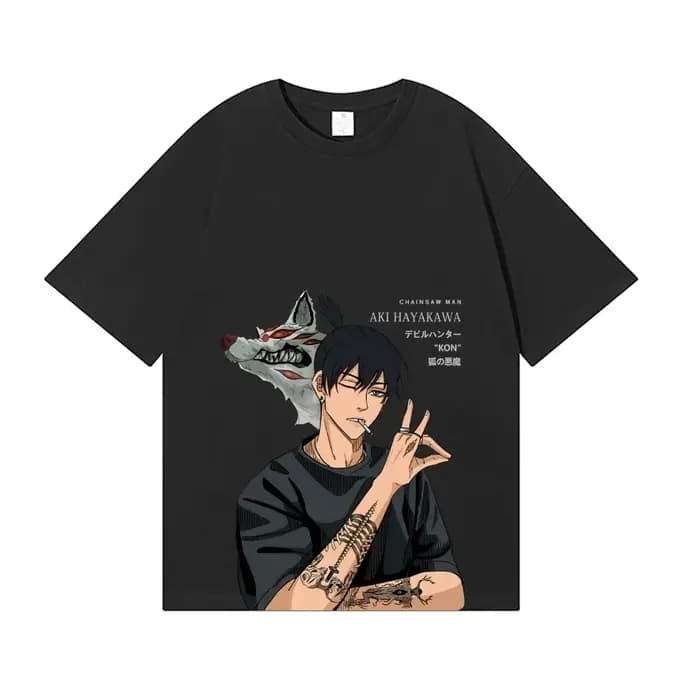 Nouveau T-shirt classique style japonais Chainsaw Man Aki Hayakawa 2026 – Streetwear de haute qualité pour hommes et