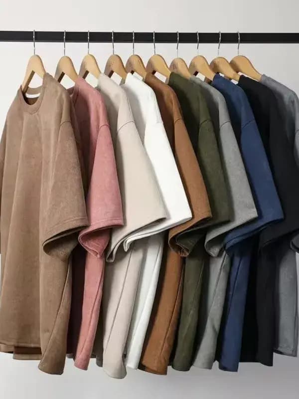 T-shirt à manches courtes en daim pour hommes