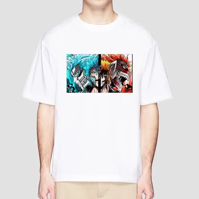 Anime eau de javel t-shirt pour hommes Ichigo graphique t-shirts blanc japonais Harajuku mode décontracté col rond