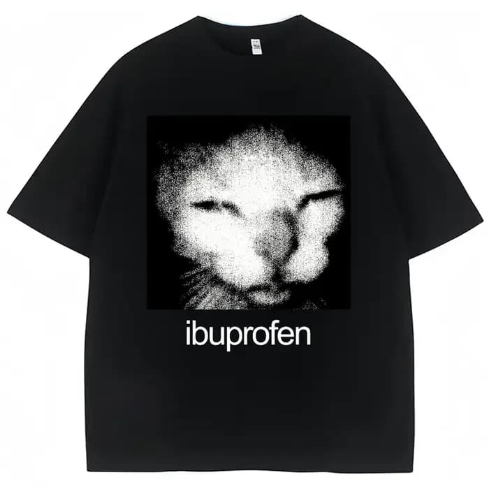 T-shirt graphique vintage amusant avec chat Ibuprofène