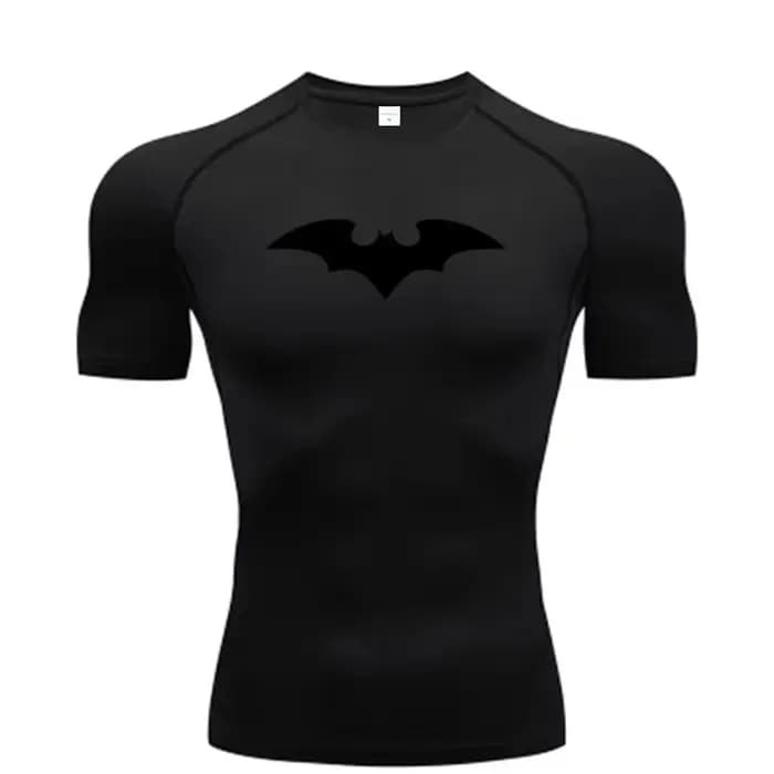 T-shirts de compression à motif chauve-souris pour hommes, manches courtes, anti-UV, pour la gym, l'