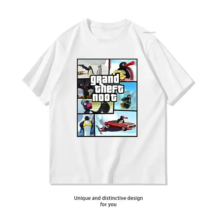 Grands Theft Noot Pingu Penguins GTA Summer Woman Man Casual Breathable Printed T-shirt fashion streetwear O-neck S-3XL Tops
