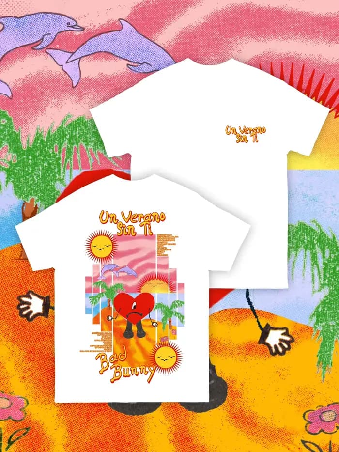 T-shirt graphique Bad Bunny Un Verano Sin Ti pour hommes et femmes, style Reggaeton Hip Hop, manches