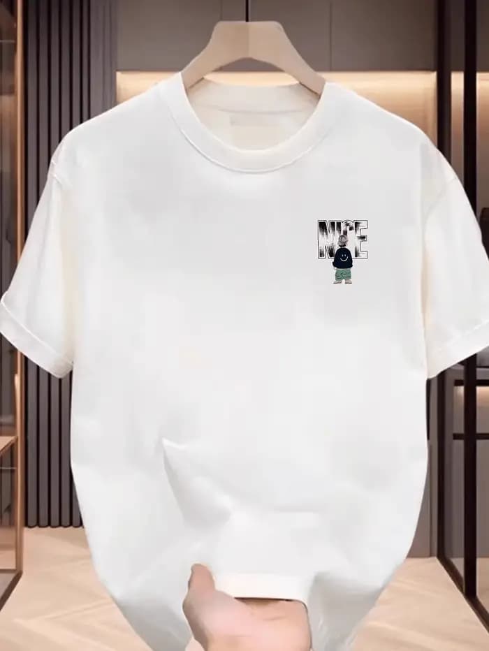T-shirt pour homme avec visage souriant de garçon de dessin animé