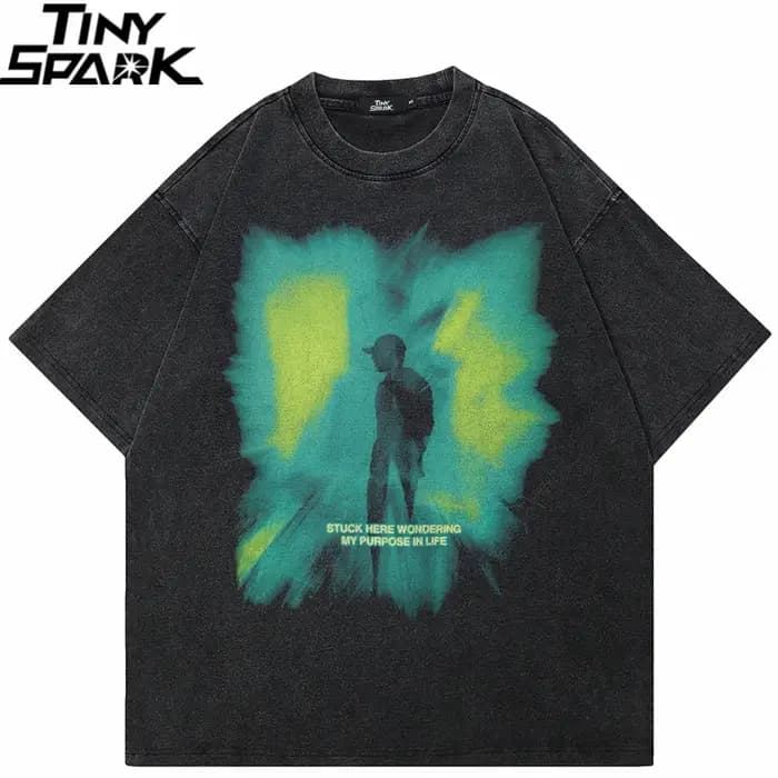 Hip Hop Streetwear 2025 hommes T-Shirt surdimensionné vert lumière graphique