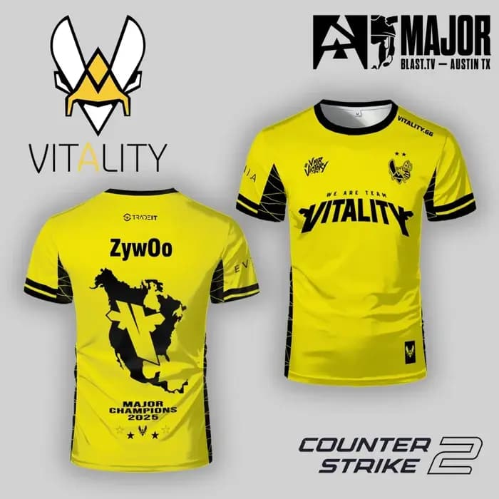 T-shirt de champion de la Major de CS2 Team Vitality pour hommes et femmes, T-shirt de sport d'été p