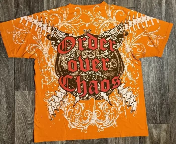 Orange Affliction T-shirt nouveau Harajuku Hip Hop Y2K col rond surdimensionné