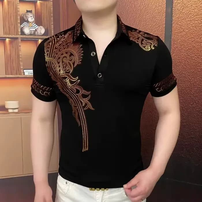 Luxe Laser imprimé T-shirt hommes été à manches courtes polos décontractés mode affaires Social Stre