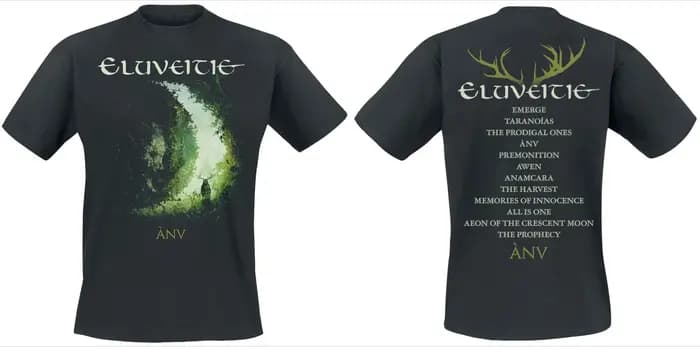 Eluveitie Raven Celtic Ornament Print T-shirt en coton noir pour hommes et femmes Folk Metal unisexe