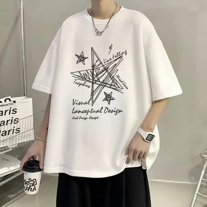 T-shirt surdimensionné imprimé étoiles Line pour hommes et femmes