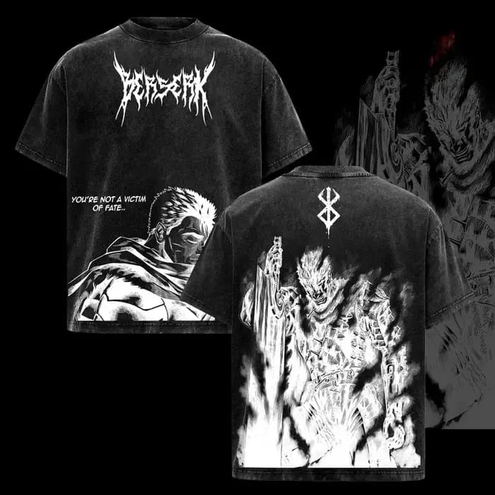 Anime Berserk Guts graphique T-shirt hommes à manches courtes vêtements surdimensionné