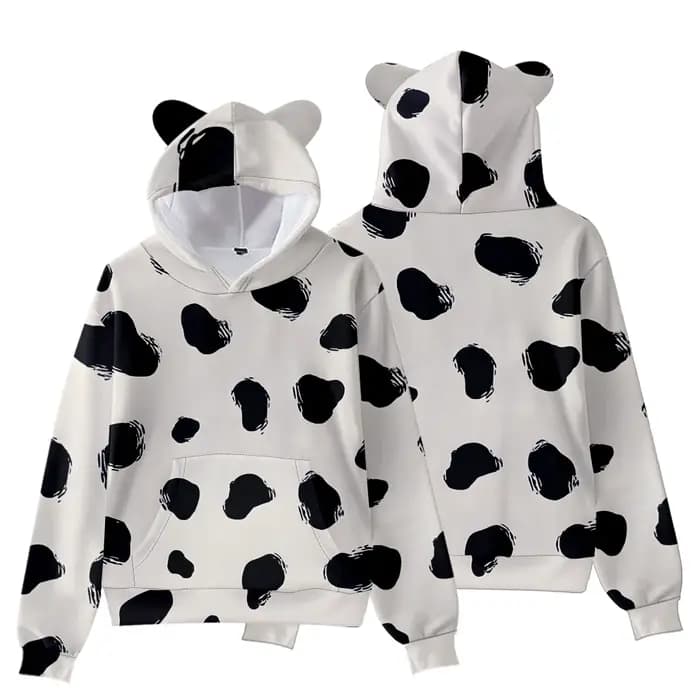 Sweat à capuche imprimé vache pour femmes