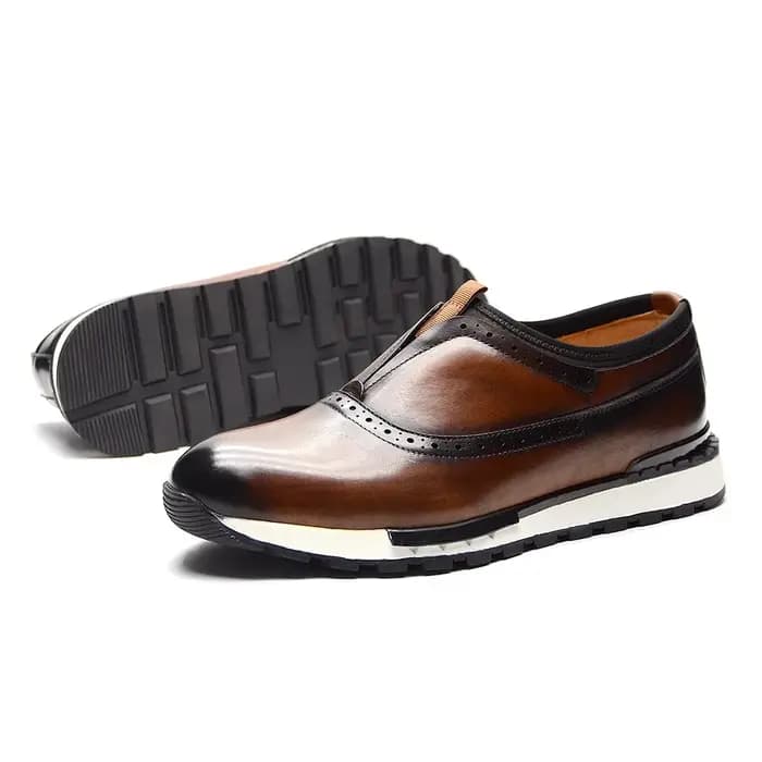 Baskets en cuir véritable faites à la main pour hommes