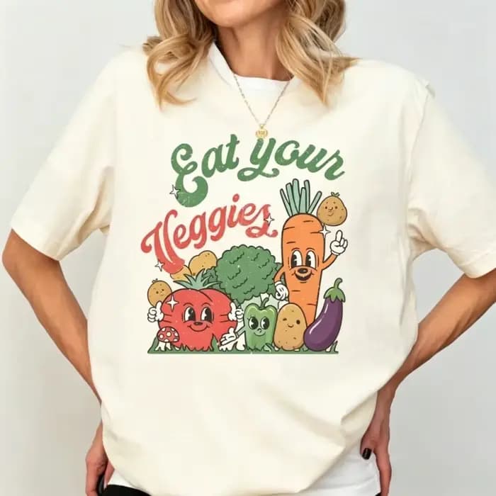 T-shirt rétro « Mangez vos légumes »