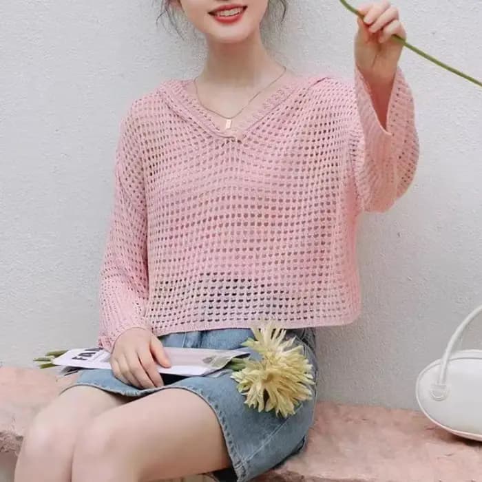 Pointelle – pull à capuche en tricot pour femmes