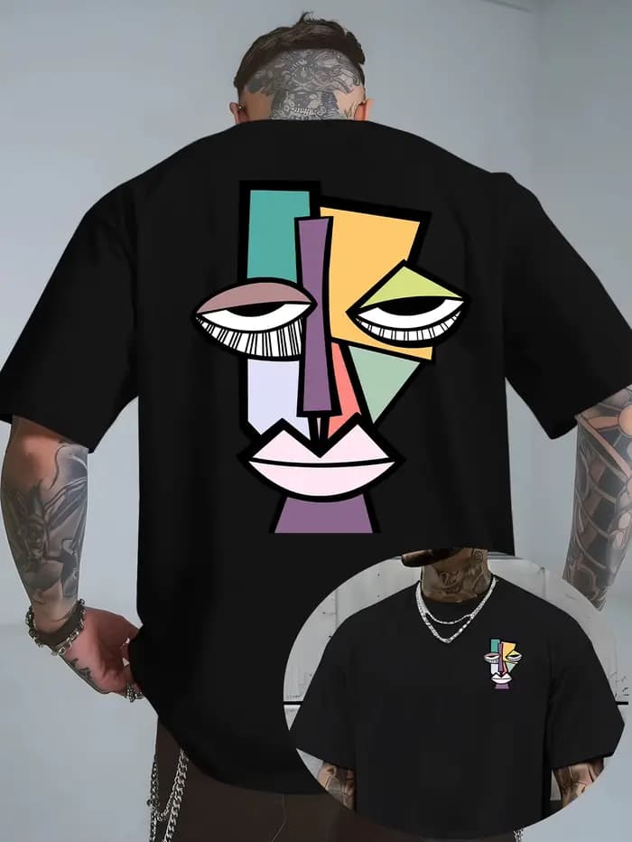 T-shirts pour hommes et femmes style peinture à l'huile Picasso 2026 - Été - Chemises décontractées en coton à manches courtes coupe ample