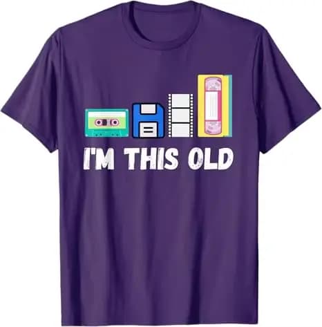 Drôle je suis cette vieille années 1980 Cassette VHS disquette rétro Tech T-Shirt