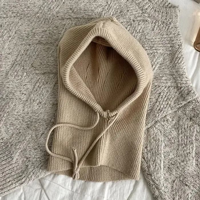 Casquettes à capuche tricotées hiver cagoule chapeaux une pièce col bonnets casquette femmes Style c