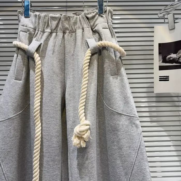 Nouveau pantalon décontracté ample à jambes larges en corde de chanvre tressée personnalisée pour femme 2026