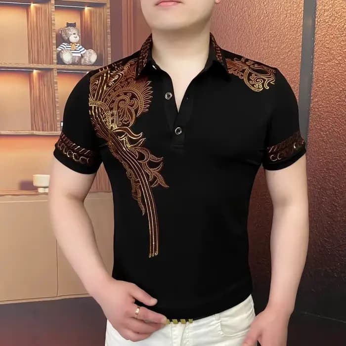 Luxe Laser imprimé T-shirt hommes été à manches courtes polos décontractés mode affaires Social Street Wear POLO t-shirts M-5XL