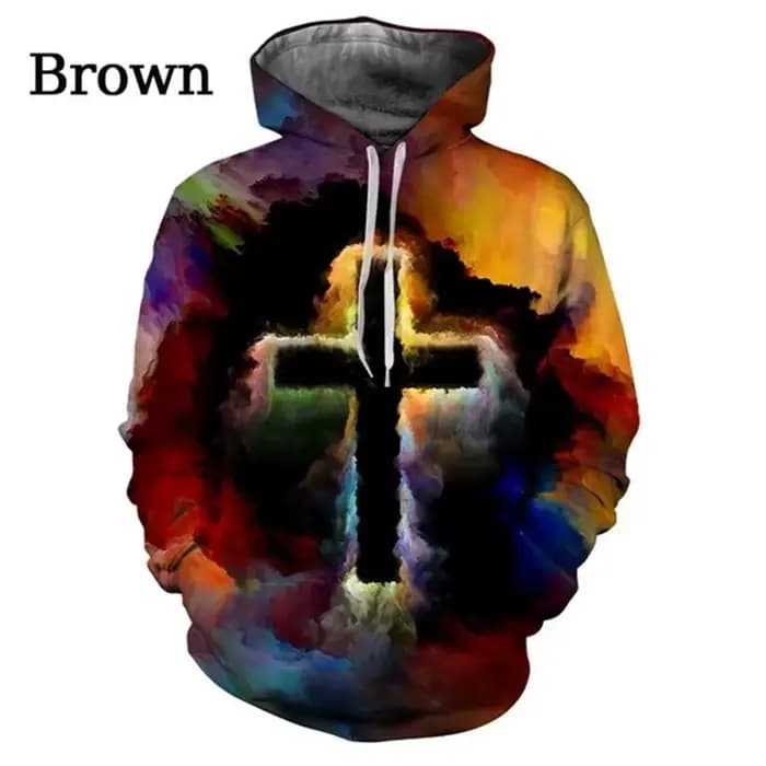 Sweat à capuche imprimé croix de Jésus chrétien pour hommes et femmes