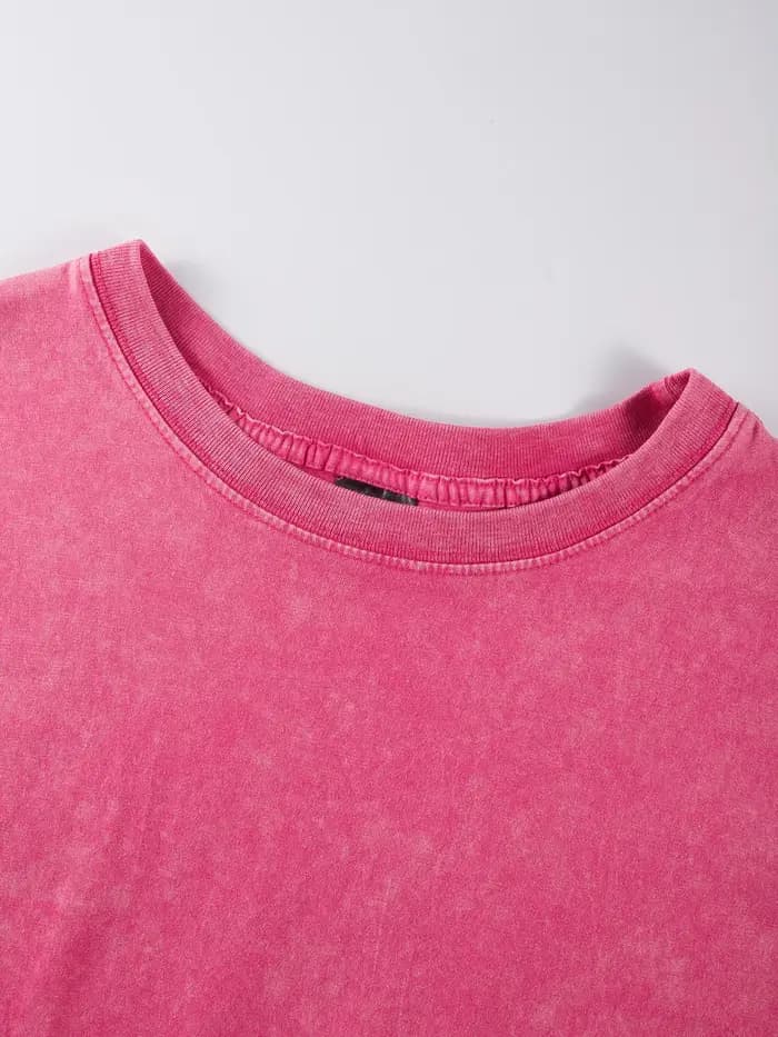 Mode couleur unie trous lavés T-Shirts femmes 100% coton à manches courtes rue Hip Hop t-shirt doux confortable vêtements