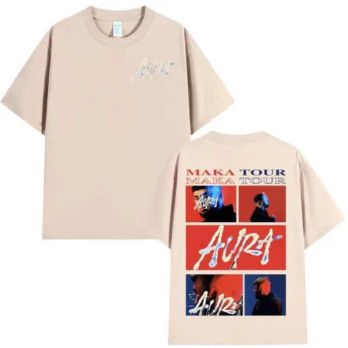 Rappeur Maka Aura 2025 Tour Merch t-shirts hommes femmes mode Hip Hop T-shirt été décontracté coton à manches courtes