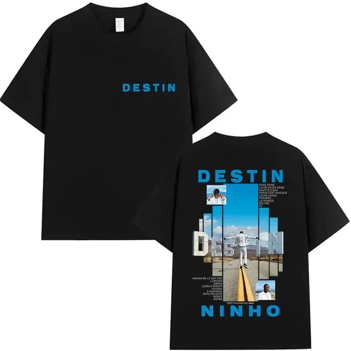Rappeur NINHO DESTIN Tour 2025 T-shirt graphique hommes mode d'été surdimensionné coton T-shirts Vintage Hip Hop