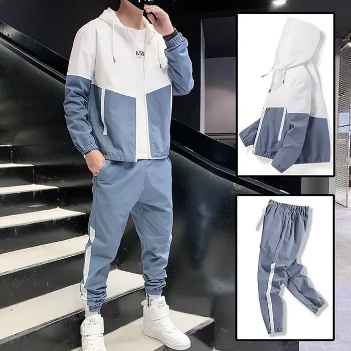 Ensemble de survêtement décontracté pour homme 2026 – Veste à capuche et pantalon de jogging 2 pièces – Tenue de sport Hip Hop pour la course