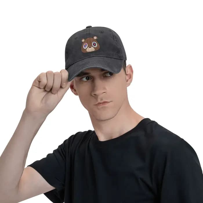 Kanye West Casquette de baseball vintage en denim vieilli Cutie Bear