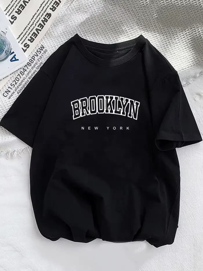 Femmes Brooklyn lettre impression t-shirt fille graphique Harajuku 2023 streetwear vêtements casual femme Y2K hauts