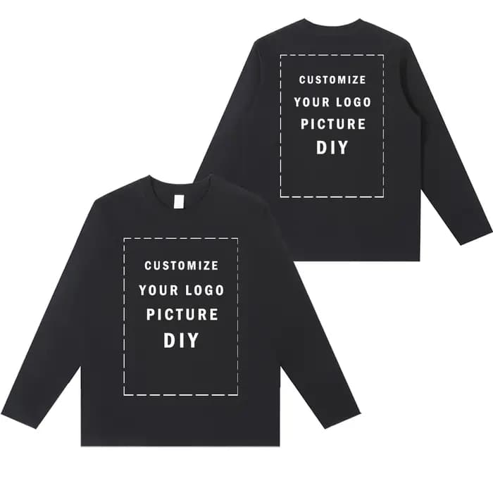 T-Shirt à Manches sulfPersonnalisé pour Homme et Femme, 100% Coton, à la Mode, avec Votre Logo/Image