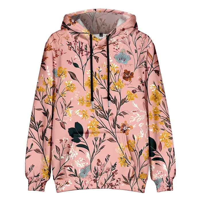 Sweat à capuche en molleton imprimé Floral Vintage pour Couple