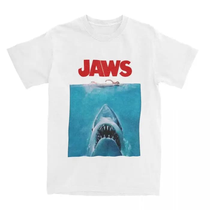 Hommes femmes mâchoires Original film chemise Merch rétro pur coton vêtements loisirs à manches courtes col rond t-shirts été T-Shirt