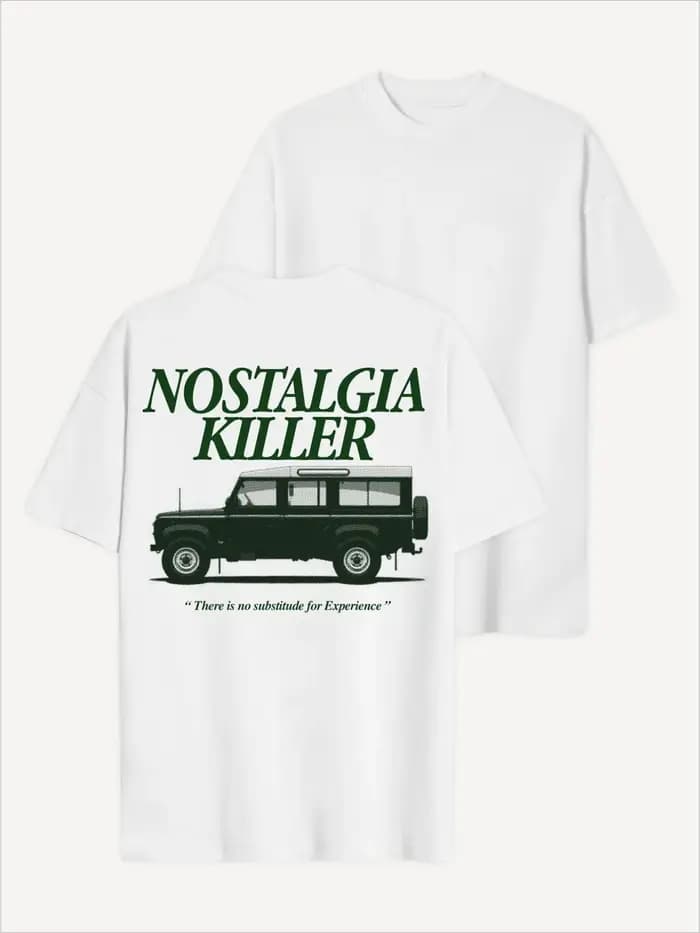 T-shirt vintage Defender Offroad avec impression textuelle « Nostalgia Killer » pour hommes et femmes